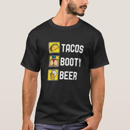 Tacos Booty en Beer College Fiesta Cinco de Mayo T-shirt (Voorkant)