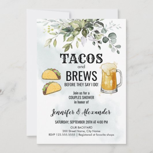 Tacos & Brews Couples Shower Uitnodiging (Voorkant)