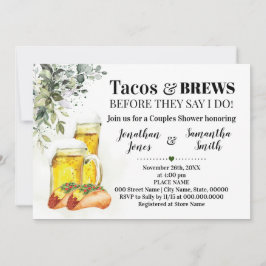 Tacos & Brews Shower Eucalyptus Greenery Kaart