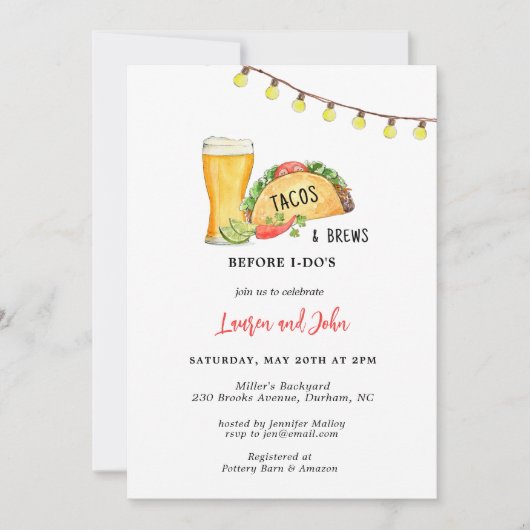 Tacos & Brews voor ik de douche van Couple doe Kaart (Voorkant)