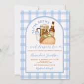 Tacos Brouwen en Luiers Baby shower Blue Gingham Kaart (Voorkant)