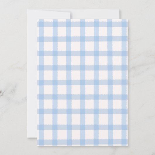 Tacos Brouwen en Luiers Baby shower Blue Gingham Kaart (Achterkant)