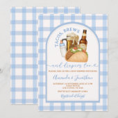 Tacos Brouwen en Luiers Baby shower Blue Gingham Kaart (Voorkant / Achterkant)