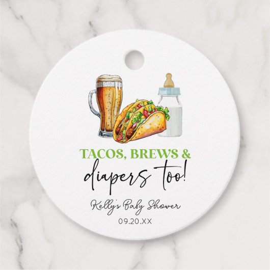 Tacos brouwt en luiers ook! Baby Shower Bedankjes Labels (Voorkant)