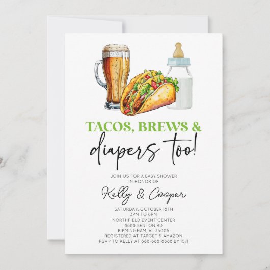 Tacos brouwt en luiers ook! Baby Shower Kaart (Voorkant)