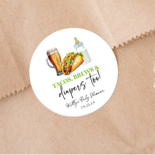 Tacos brouwt en luiers ook! Baby Shower Ronde Sticker