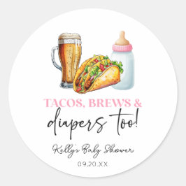 Tacos brouwt en luiers ook! Baby Shower Ronde Sticker