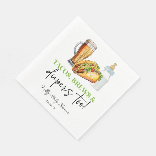 Tacos brouwt en luiers ook! Baby Shower Servet (Hoek)
