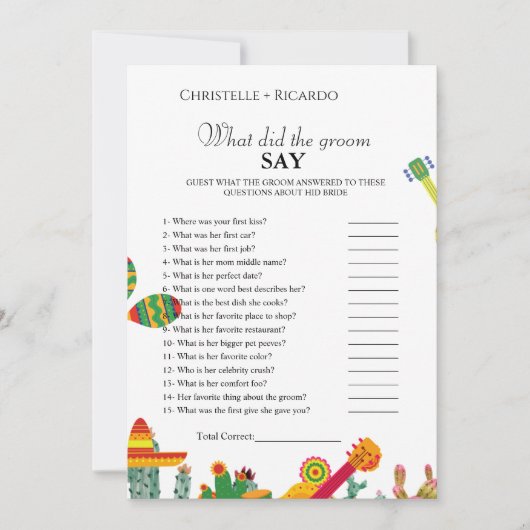 Tacos Bruid & bruidegom trivia vrijgezellenfeest s Aankondiging (Voorkant)