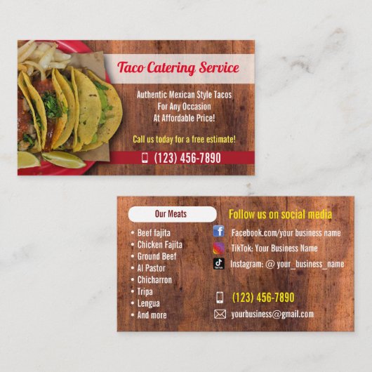 Tacos Catering Service Visitekaartjes (Voorkant / Achterkant)