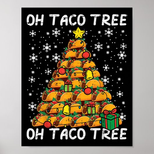 Tacos Christmas Tree Funny Xmas Foodie Mexican Men Poster (Voorkant)