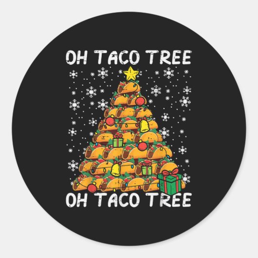 Tacos Christmas Tree Funny Xmas Foodie Mexican Men Ronde Sticker (Voorkant)