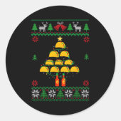 Tacos Christmas Tree Ugly Sweater Christmas Family Ronde Sticker (Voorkant)