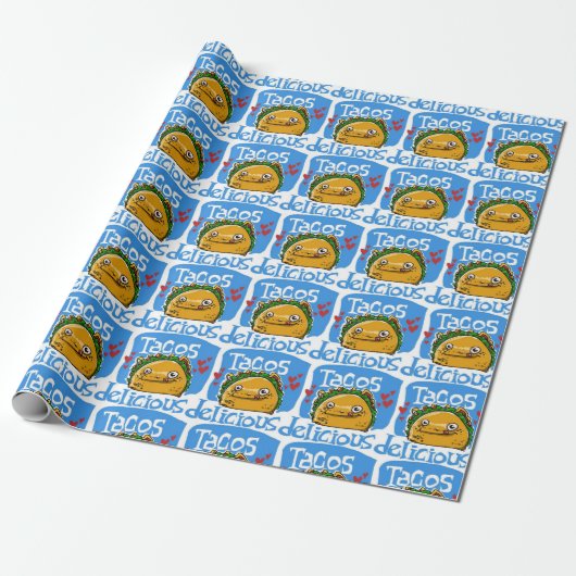 tacos delicious cartoon style grappige illustratie cadeaupapier (Uitgerold)