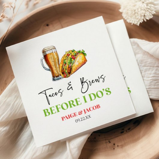 Taco's en biertjes voor ik trouw! Oefendiner Servet