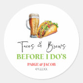 Taco's en biertjes voor ik trouw! Proefdronk diner Ronde Sticker (Voorkant)
