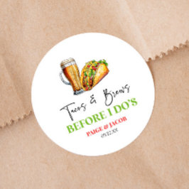 Taco's en biertjes voor mijn trouwen! Oefen diner Ronde Sticker