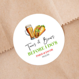 Taco's en biertjes voor mijn trouwen! Oefen diner Ronde Sticker