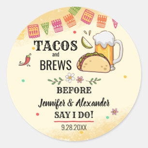 Tacos en Brews Couples Shower Sticker