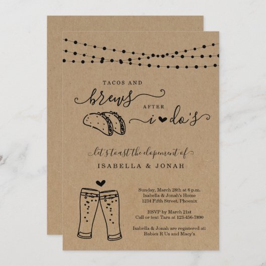 Tacos en brouwerijen nadat ik alleen maar lozing kaart (Voorkant / Achterkant)