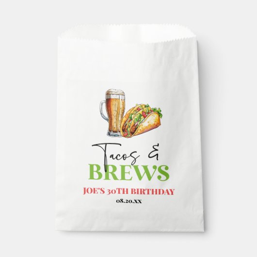 Tacos en brouwt Bier Glas Verjaardagsfeest Bedankzakje (Voorkant)