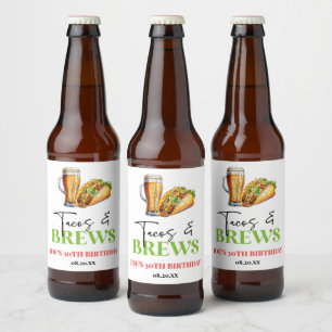 Tacos en brouwt Bier Glas Verjaardagsfeest Etiket