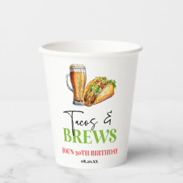 Tacos en brouwt Bier Glas Verjaardagsfeest Papieren Bekers