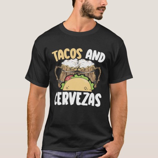 Tacos En Cervezas Bierdrinker Mexicaanse Cinco de  T-shirt (Voorkant)