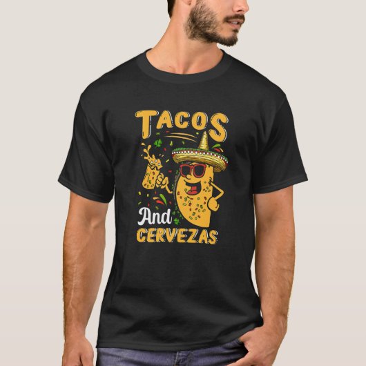 Tacos en Cervezas Cinco de Mayo Taco Bierliefhebbe T-shirt (Voorkant)