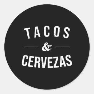 Taco's en Cervezas Grappige bierliefhebber Mexicaa Ronde Sticker