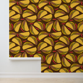 Taco's en chili pepers eten Patroon Behang