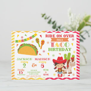 Taco's en Cowgirl gezamenlijke verjaardag Fiesta Kaart