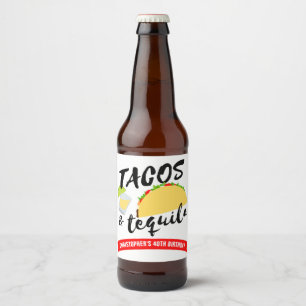 Taco's en de Partij van de Verjaardag Tequila Bier Etiket