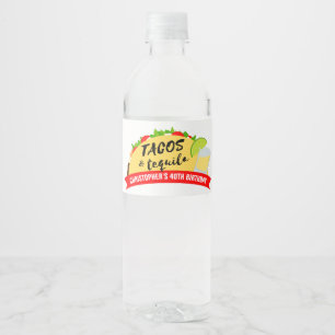 Taco's en de Partij van de Verjaardag Tequila Waterfles Etiket