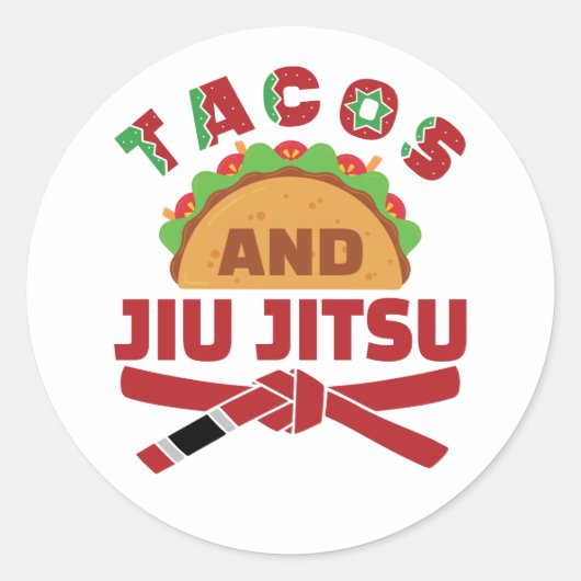 Tacos en Jiu Jitsu Ronde Sticker (Voorkant)