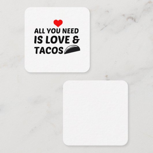 TACOS EN LOVE VIERKANTE VISITEKAARTJE (Voorkant / Achterkant)
