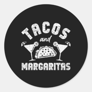 Taco's en Margaritas Mannen en vrouwen Volwassen C Ronde Sticker