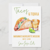 Tacos en Tequila Bachelorette Weekend Party Kaart (Voorkant)