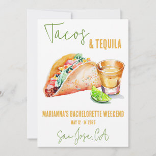 Tacos en Tequila Bachelorette Weekend Party Kaart