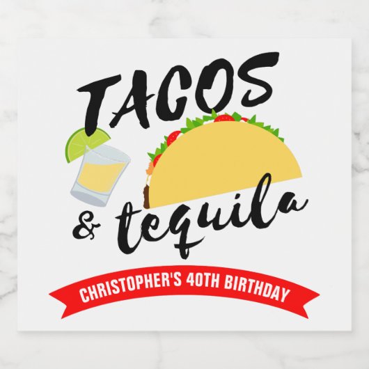 Tacos en Tequila Birthday Party Bier Etiket (Enkel label)