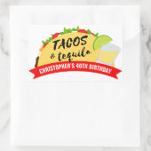 Tacos en Tequila Birthday Party Rechthoekige Sticker (Tas)