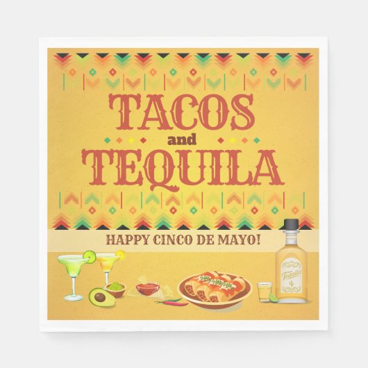 Tacos en Tequila Cinco de Mayo Mexicaanse Fiesta Servet (Voorkant)