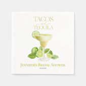 Taco's en tequila | Citroen Waterverf Vrijgezellen Servet (Voorkant)
