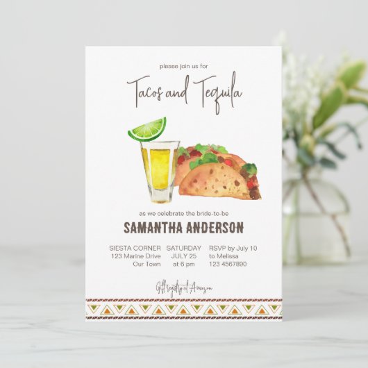 Taco's en tequila feest bruidsuitnodiging kaart (Staand voorkant)
