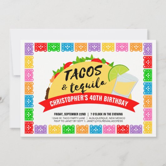 Taco's en Tequila Feest Uitnodiging (Voorkant)
