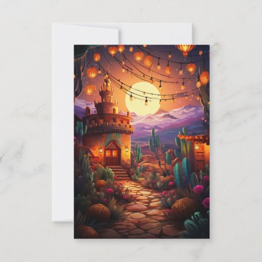 Taco's en Tequila Fiesta bruiloft RSVP Kaartje (Achterkant)