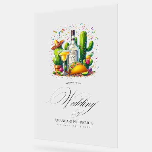 Tacos en Tequila Fiesta Huwelijk Welkom Acryl Bord (Hoek)