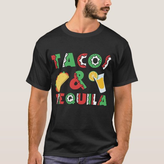 Tacos en Tequila Funny Drink Mexicaans voedsel T-shirt (Voorkant)