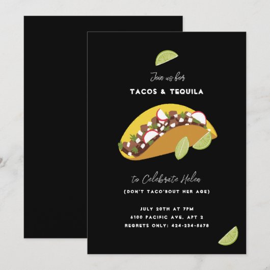 Tacos en Tequila Kaart (Voorkant / Achterkant)