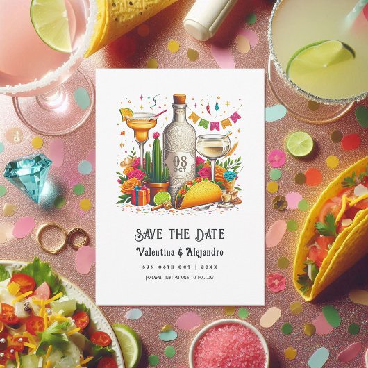 Tacos en Tequila Mexicaanse Fiesta bruiloft Save The Date